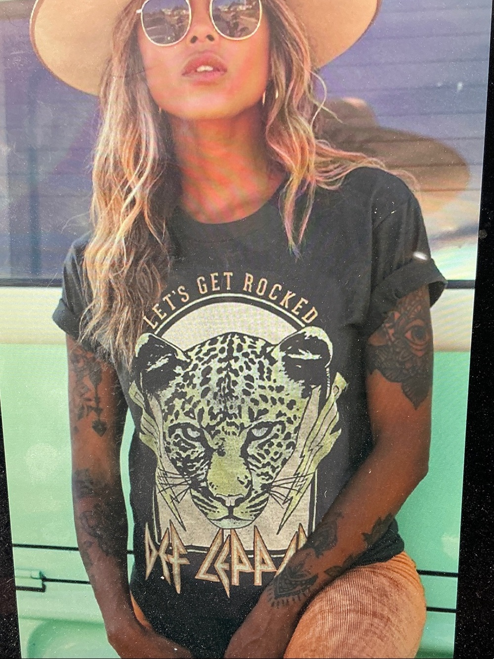 Let’s Get Rocked Leopard Graphic Tee - Black
